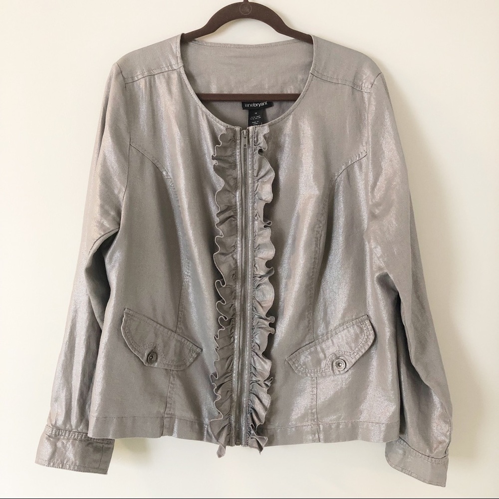 Lane Bryant Metallic Silver Linen Jacket